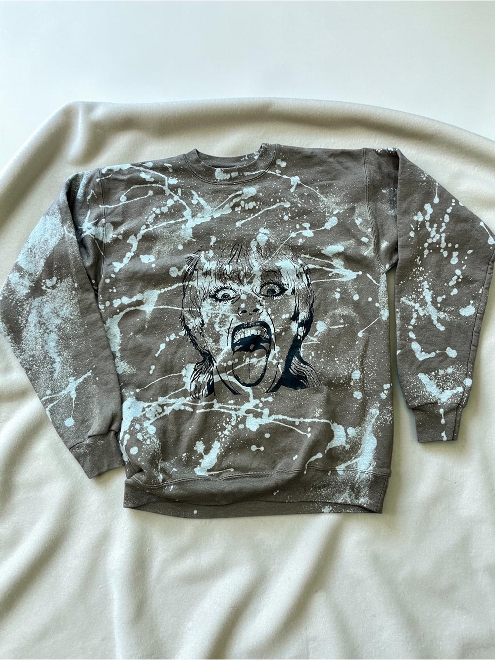 Amyl and the Sniffers OOAK hand printed splatter paint sweatshirt -S